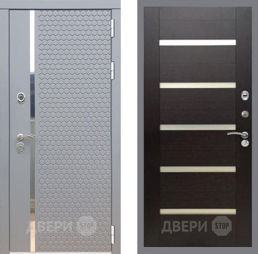 Входная металлическая Дверь Рекс (REX) 24 СБ-14 стекло белое венге поперечный в Электрогорске