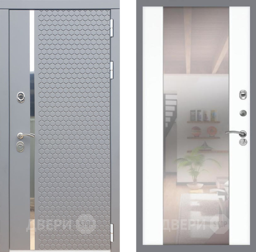 Входная металлическая Дверь Рекс (REX) 24 СБ-16 Зеркало Силк Сноу в Электрогорске