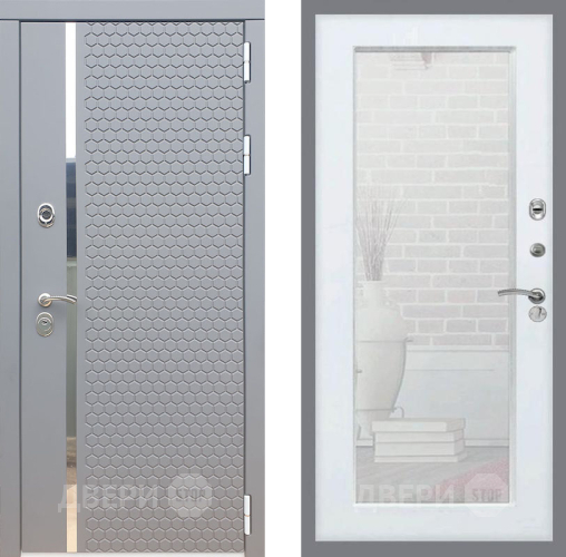 Входная металлическая Дверь Рекс (REX) 24 Зеркало Пастораль Белый ясень в Электрогорске