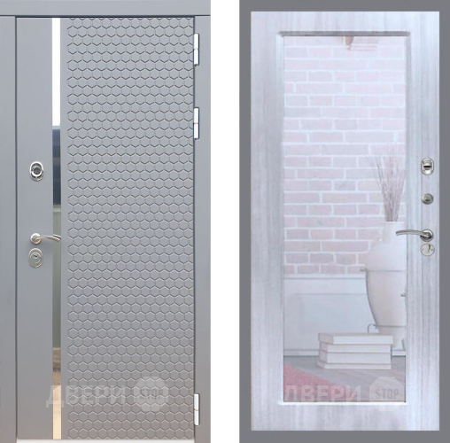 Входная металлическая Дверь Рекс (REX) 24 Зеркало Пастораль Сандал белый в Электрогорске
