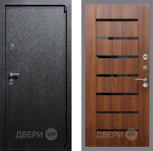 Входная металлическая Дверь Рекс (REX) 3 СБ-14 стекло черное Орех бренди в Электрогорске