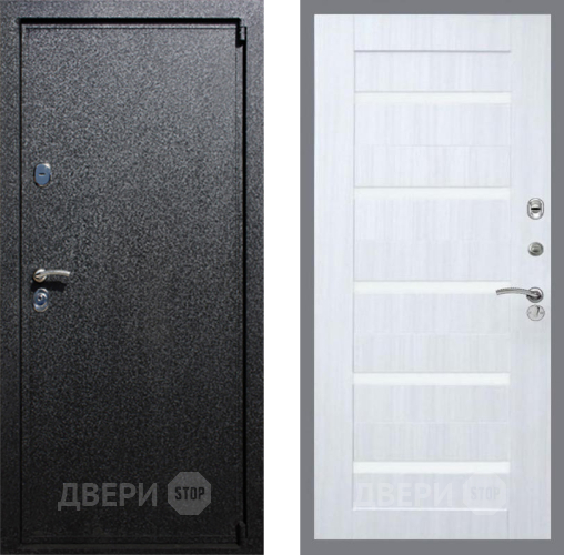 Входная металлическая Дверь Рекс (REX) 3 СБ-14 стекло белое Сандал белый в Электрогорске