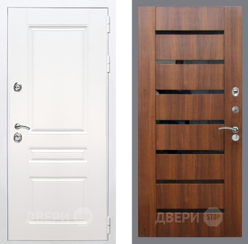 Входная металлическая Дверь Рекс (REX) Премиум-н Силк Сноу СБ-14 стекло черное Орех бренди в Электрогорске