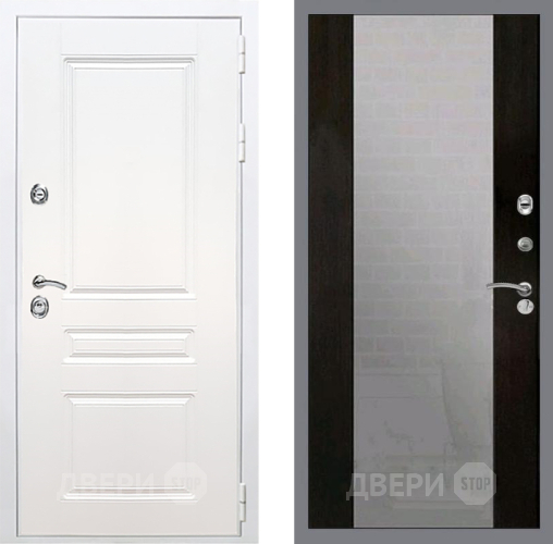 Входная металлическая Дверь Рекс (REX) Премиум-н Силк Сноу СБ-16 Зеркало Венге в Электрогорске