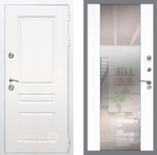 Входная металлическая Дверь Рекс (REX) Премиум-н Силк Сноу СБ-16 Зеркало Силк Сноу в Электрогорске