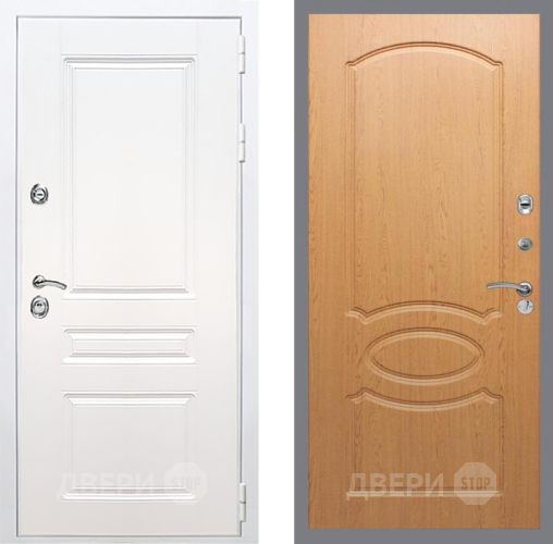 Входная металлическая Дверь Рекс (REX) Премиум-н Силк Сноу FL-128 Дуб в Электрогорске