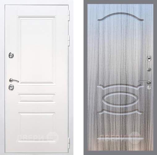 Входная металлическая Дверь Рекс (REX) Премиум-н Силк Сноу FL-128 Сандал грей в Электрогорске