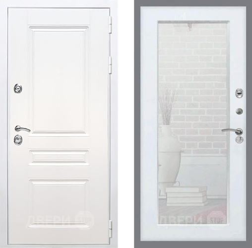 Входная металлическая Дверь Рекс (REX) Премиум-н Силк Сноу Зеркало Пастораль Силк Сноу в Электрогорске