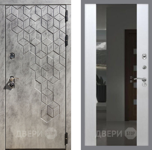 Входная металлическая Дверь Рекс (REX) 23 СБ-16 Зеркало Белый ясень в Электрогорске
