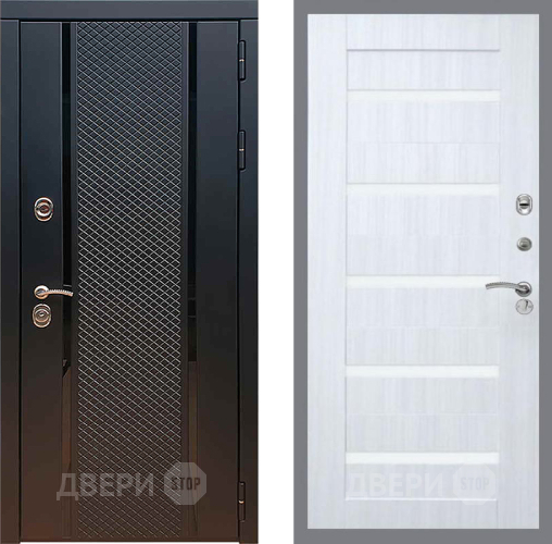 Входная металлическая Дверь Рекс (REX) 25 СБ-14 стекло белое Сандал белый в Электрогорске
