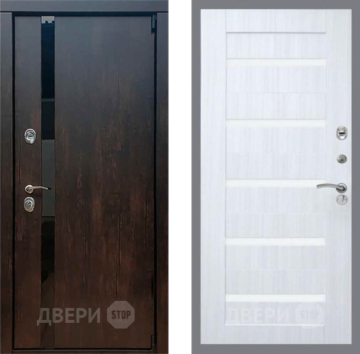 Входная металлическая Дверь Рекс (REX) 26 СБ-14 стекло белое Сандал белый в Электрогорске