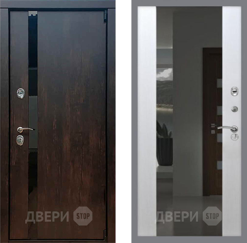 Входная металлическая Дверь Рекс (REX) 26 СБ-16 Зеркало Белый ясень в Электрогорске