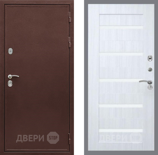 Входная металлическая Дверь Рекс (REX) 5 металл 3 мм СБ-14 стекло белое Сандал белый в Электрогорске