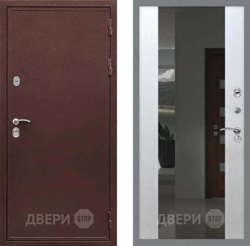 Входная металлическая Дверь Рекс (REX) 5 металл 3 мм СБ-16 с Зеркалом Лиственница беж в Электрогорске
