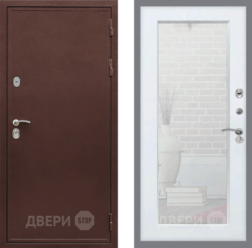 Дверь Рекс (REX) 5 металл 3 мм Зеркало Пастораль Белый ясень в Электрогорске