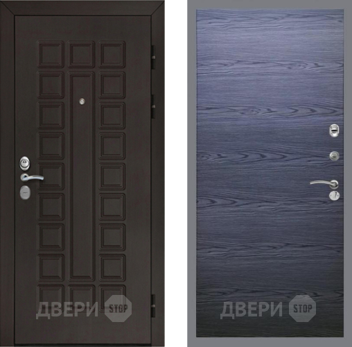 Входная металлическая Дверь Рекс (REX) Сенатор Cisa GL Дуб тангенальный черный в Электрогорске