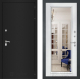 Дверь Лабиринт (LABIRINT) Classic шагрень черная Зеркало Фацет с багетом Белый софт в Электрогорске